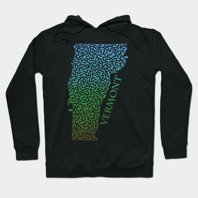 State of Vermont Colorful Maze Hoodie by gorff